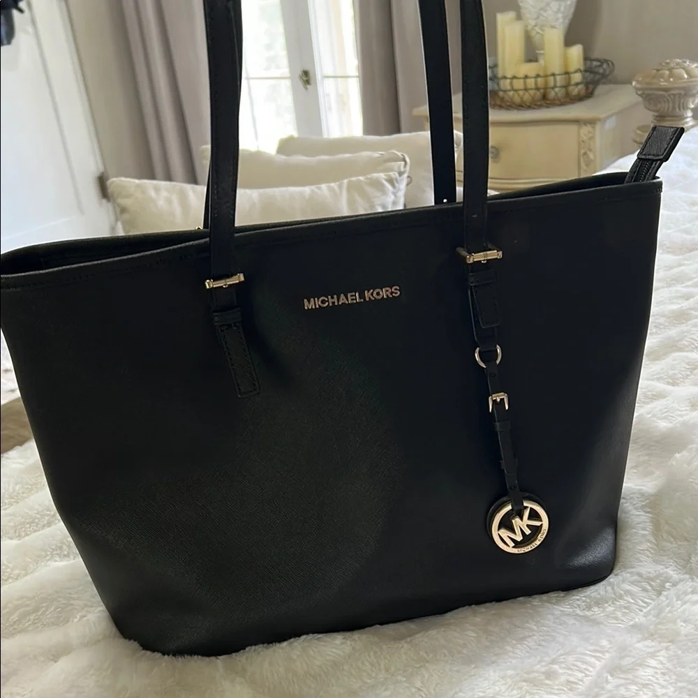 Michael Kors Black Structured Tote Bag and Wallet BUNDLE!!!!